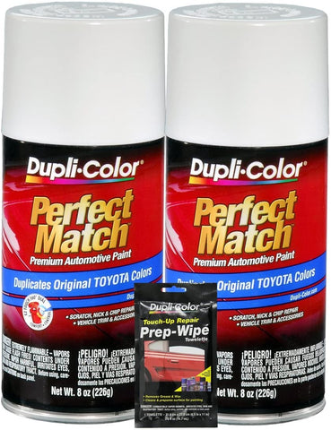 Dupli-Color Super White II Exact-Match Automotive Paint for Toyota Vehicles (8 oz.), Bundles with Prep Wipe (3 Items)