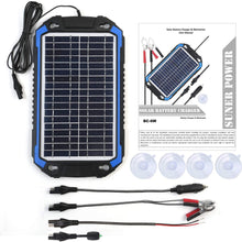 SUNER POWER 12V Solar Car Battery Charger & Maintainer - Portable 6W Solar Panel Trickle Charging Kit for Automotive, Motorcycle, Boat, Marine, RV, Trailer, Powersports, Snowmobile, etc.
