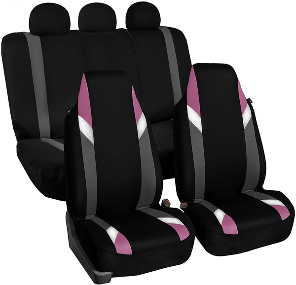 FH Group FB133115 Full Set Premium Modernistic Seat Covers Red/Black- Fit Most Car, Truck, SUV, or Van