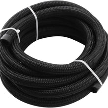 Mophorn AN8 Fuel Line Hose Kit BK Nylon Stainless Steel Braided Oil Line Hose NBR CPE Synthetic Rubber Gas Hose with Aluminum Hose End Fitting Adapter Set (16.4Ft Black)