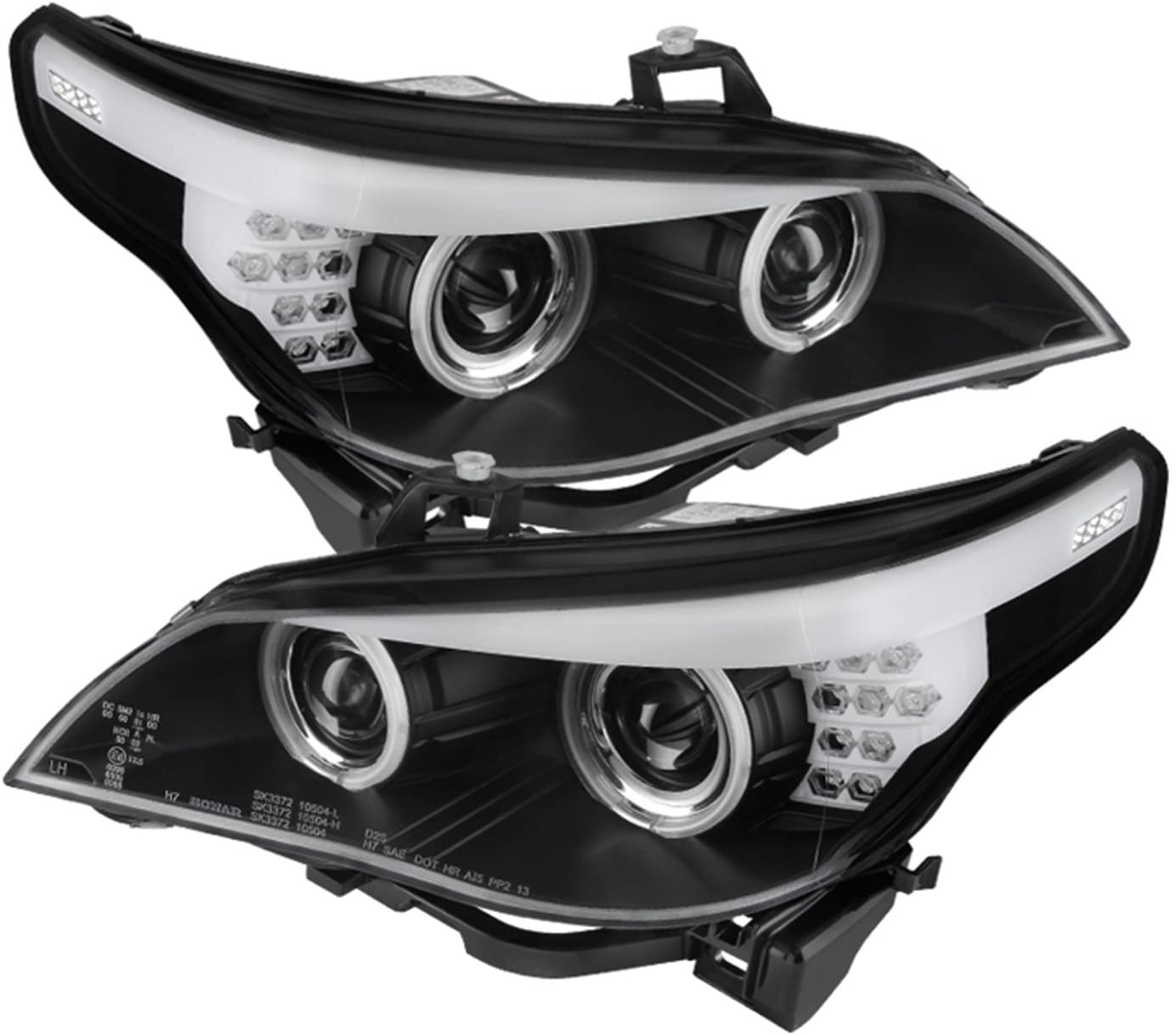 Spyder 5074041 BMW E60 5-Series 04-07 Projector Headlights - Halogen Model Only (Not Compatible With Xenon/HID Model) - CCFL Halo - Black (Black)