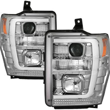 V2 LED Tube DRL Aftermarket Replacement Headlights for Ford F250 350 450 08-10 - Chrome/Clear Lens