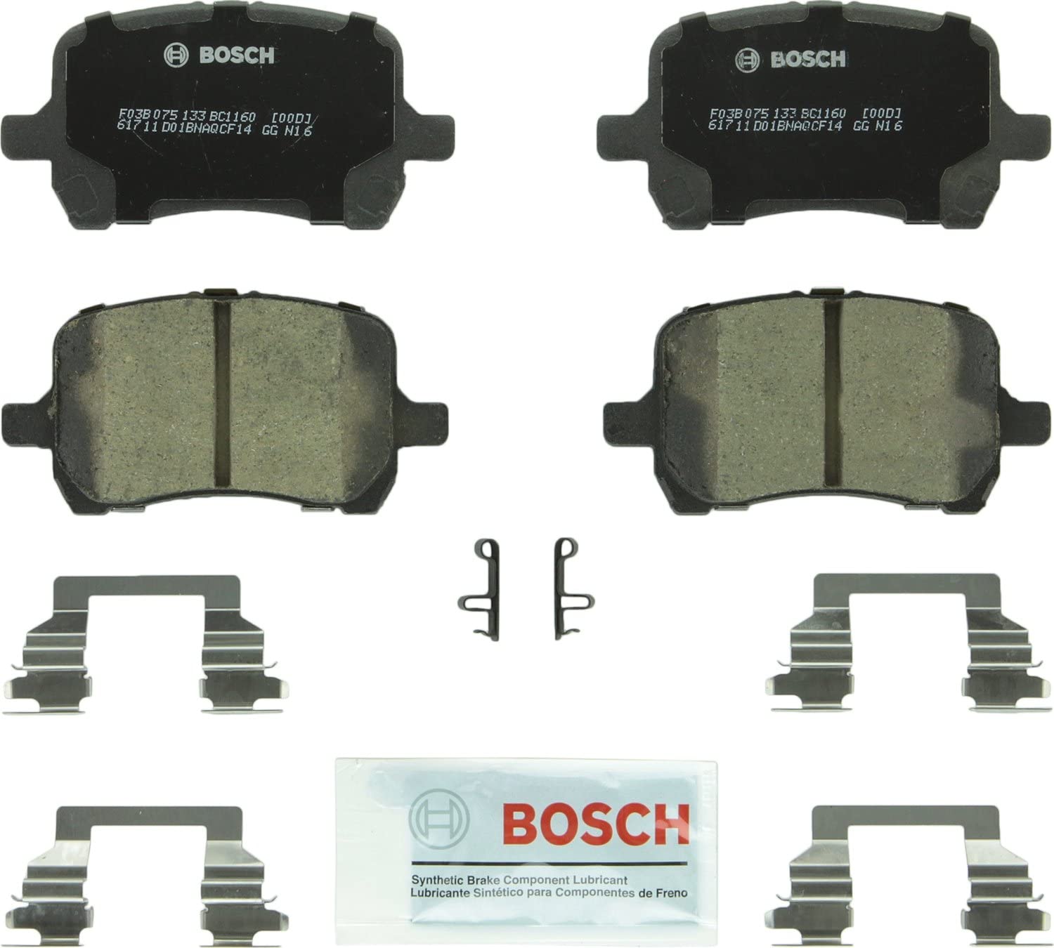 Bosch BC1160 QuietCast Premium Ceramic Disc Brake Pad Set For: Chevrolet Cobalt, HHR, Malibu; Pontiac G5, G6; Saturn Aura, Front