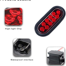 LivTee Waterproof 6" Oval Red LED Trailer Lights Tail Brake Stop Turn Parking Light Kit with Grommet and Plug for Boat Trailers RV Jeep Trucks, 2pcs