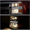 For Chevy Silverado GMT K2XX Chrome Housing Projector LED Headlight W/Amber Signal + H1 LED Conversion Kit W/Fan