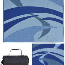 Reversible Mats 159123 Outdoor Patio / RV Camping Mat - Swirl (Blue/Black/Grey, 9-Feet x 12-Feet)