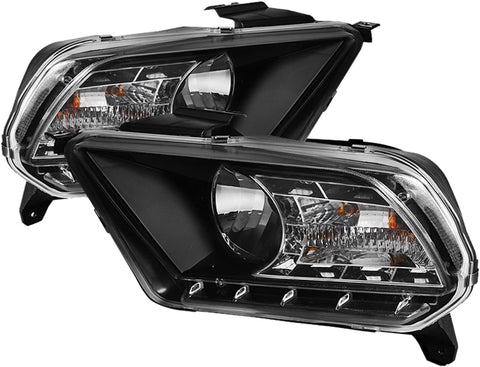 Spyder Auto HD-YD-FM2010-DRL-BK Ford Mustang Black DRL LED Crystal Headlight