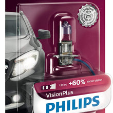 Philips H3 VisionPlus Upgrade Headlight Bulb with up to 60% More Vision, 1 Pack