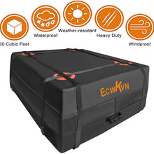 ECWKVN Car Roof Bag Cargo Carrier, 20 Cubic Ft Waterproof Rooftop Cargo Bag with 6 Reinforced Straps + Storage Bag, Heavy Duty Roof Cargo Carrier Bag for All Vehicle with/Without Rack