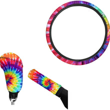 INSTANTARTS Colorful Paws Women Men Auto Interior Accessories Set - 3 pcs,Steering Wheel Cover&Handbrake Cover&Gear Shift Stick Cover for Most Cars