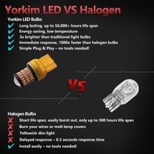Yorkim Ultra Bright T20 7440 7443 W21W Led Bulb Amber for Backup Reverse Light, Break Light, Tail Light, Turn Signal Light Pack of 2 - Amber