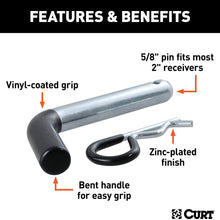 CURT 21510 Trailer Hitch Pin & Clip with Vinyl-Coated Grip, 5/8-Inch Diameter, Fits 2-Inch Receiver