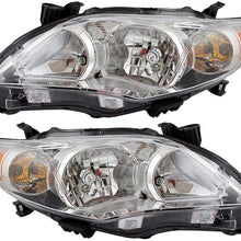 Pair Set Halogen Headlights Combination Headlamp with Chrome Housing Replacement for 2011-2013 Toyota Corolla 8115002B50 8111002B50