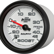 Auto Meter 7808 Phantom II 2-5/8" 30 in Hg.-45 PSI Mechanical Boost-Vacuum Gauge