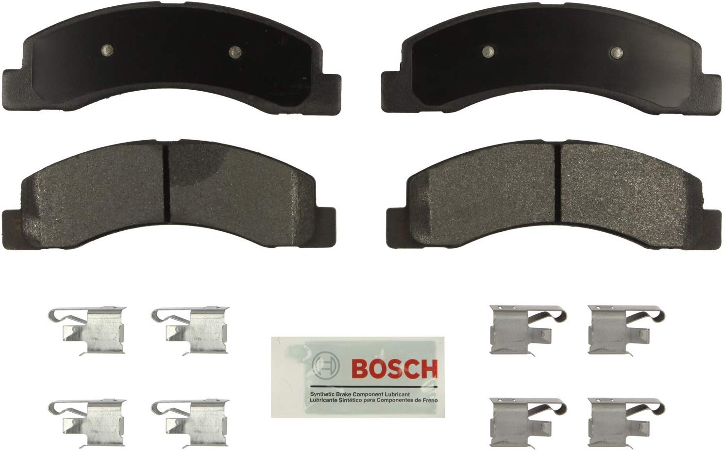 Bosch BE756H Blue Disc Brake Pad Set with Hardware for Select 1999-04 Ford F-250, F-350, Super Duty Trucks - FRONT