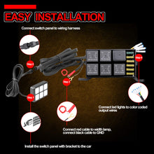 6 Gang Switch Panel, OFFROADTOWN Electronic Relay System with Circuit Control Box Waterproof Fuse Relay Box Wiring Harness Label Stickers for Car Jeep Truck Marine Boat ATV UTV