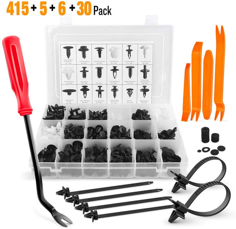 GOOACC 415 Pcs Car Retainer Clips & Fastener Remover - 18 Most Popular Sizes Auto Push Pin Rivets Set -Door Trim Panel Clips for GM Ford Toyota Honda Chrysler