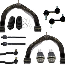 Detroit Axle - 12pc Front Upper Control Arms w/Ball Joints, Inner Outer Tie Rods, Sway Bars w/Boots Kit for 2004-2010 Infiniti QX56 - [2005-2015 Armada] - 2004-2015 Titan