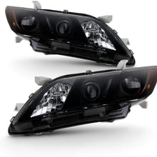 Fits 2007 2008 2009 Toyota Camry [Halogen Type] Black Smoked Headlights Pair Headlamps Left Driver + Right Passenger