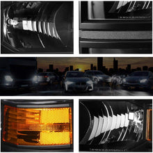 Direct Replacement Headlight Assembly Compatible with Chevy Silverado 14-15 Headlamps with Black Housing Amber Corner