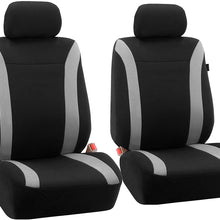 FH Group FH-FB054102 Cosmopolitan Flat Cloth Pair Set Seat Covers, (Airbag Compatible & Split Bench) W. FH2033 Steering Wheel Cover and Seat Belt Pads, Beige/Black-Fit Most Car, Truck, SUV, or Van