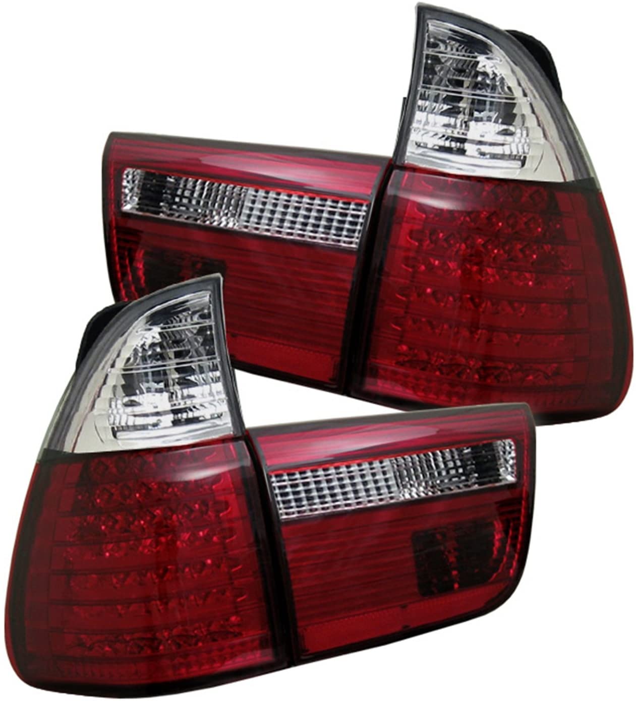 Spyder BMW E53 X5 00-06 4PCS LED Tail Lights - Red Clear (Red Clear)