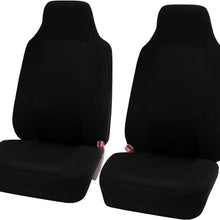 FH Group FH-FB102114 Full Set Classic Cloth Car Seat Covers Solid Black with F11306 Vinyl Floor Mats - Fit Most Car, Truck, SUV, or Van