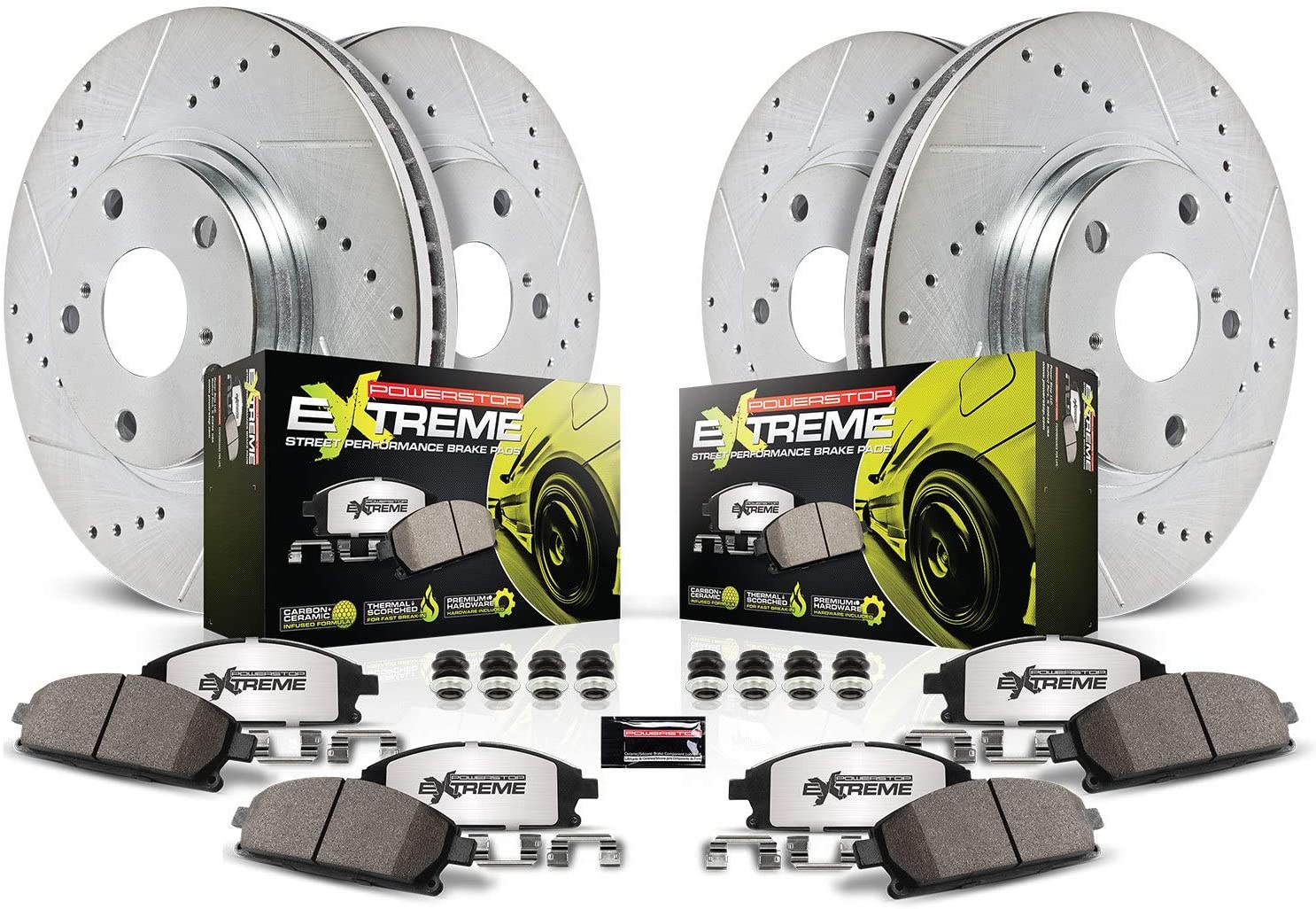 Power Stop K7502-26 Front & Rear Z26 Street Warrior Brake Kit Audi