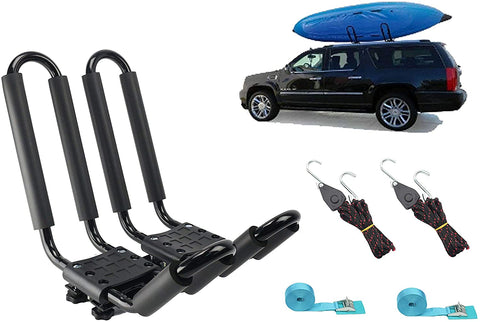 Mrhardware A01 Kayak Roof Rack for SUV Car Top Roof Mount Carrier J Cross Bar Canoe Boat (1 Pairs)