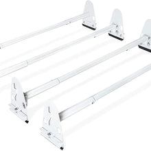 AA-Racks Model X37 Heavy Duty Rain Gutter Van Roof Rack Round Four Bar Set Steel Matte White (Matte White)