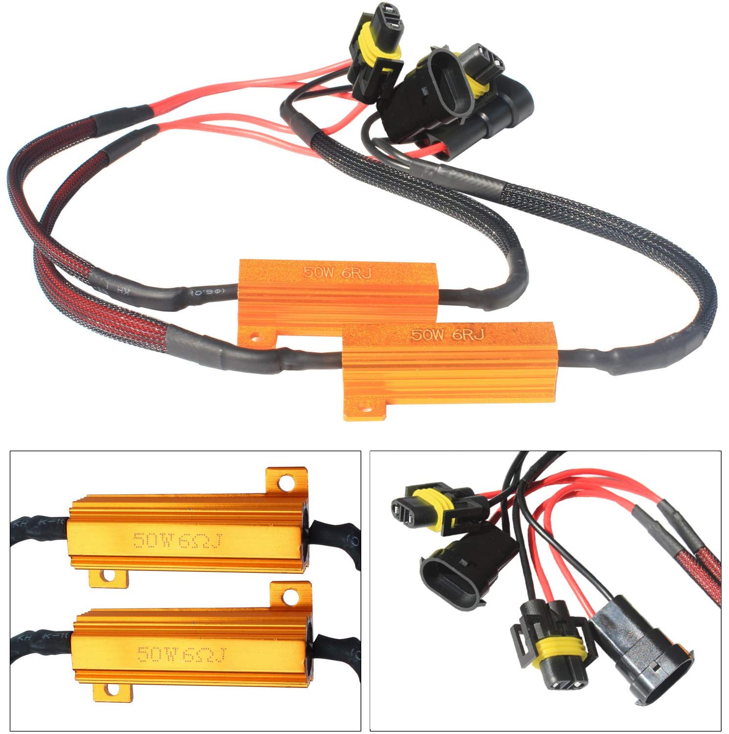 BSLighting 1 Pair (2pcs) H8 H11 LED Headlight DRL Fog Light Load Resistors Wiring Harness Canbus