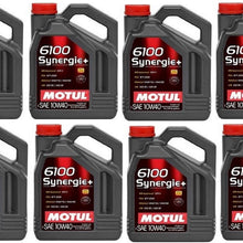 Motul 108647 Set of 8 6100 Synergie+ 10W-40 Motor Oil 5-Liter Bottles