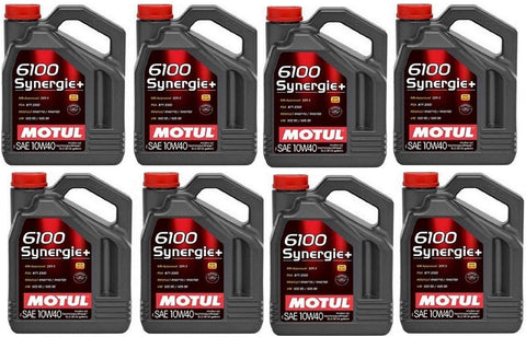 Motul 108647 Set of 8 6100 Synergie+ 10W-40 Motor Oil 5-Liter Bottles