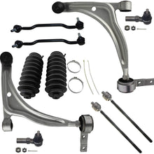 Detroit Axle - 10PC Front Lower Control Arms w/Ball Joint, Sway Bars, Inner and Outer Tie Rods w/Rack Boots for 2002-2006 Nissan Altima - [2004-2008 Maxima]