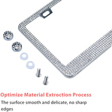 LivTee 2 Pack Luxury Handcrafted Bling White Rhinestone Premium Stainless Steel License Plate Frame with Gift Box | 14 Facets SS20 Clear White Rhinestone Crystal | Anti-Theft Screw Cap