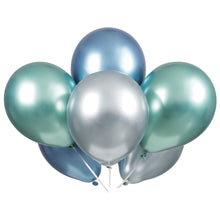 Latex Metallic Balloons, Blue, Green, & Silver, 11in, 6ct