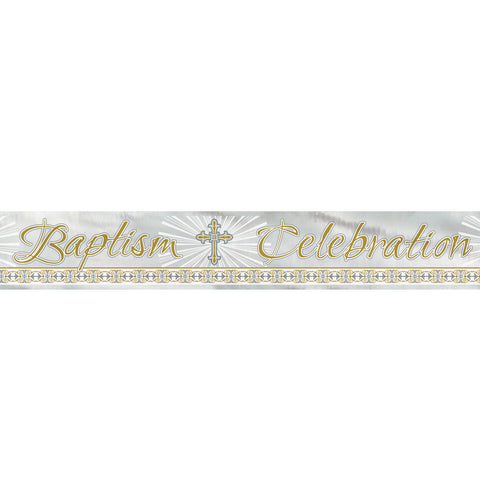 Foil Radiant Cross Baptism Banner, 12ft