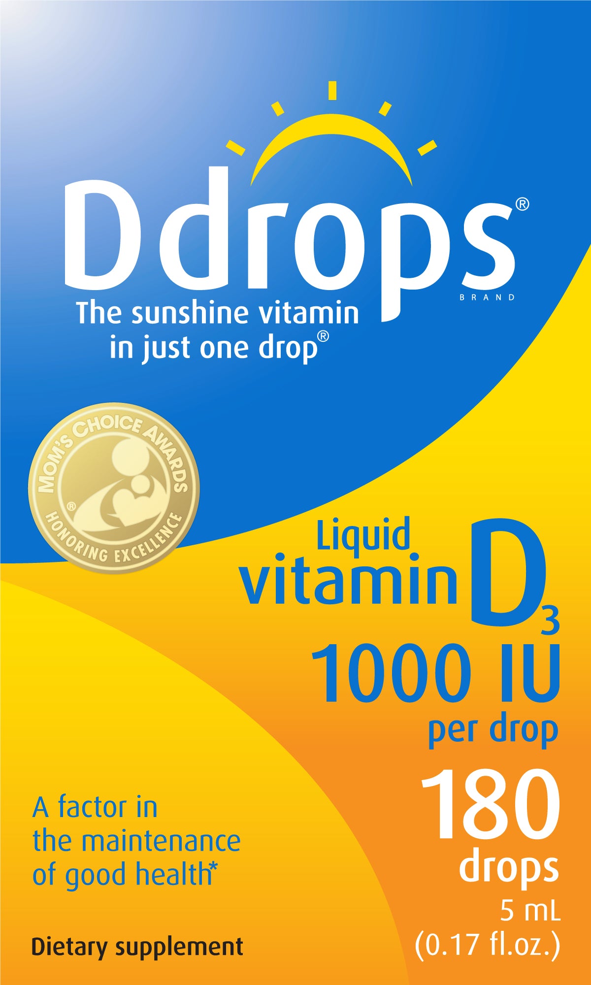 Ddrops Adult Vitamin D Liquid Drops, 1000 IU, 180 drops Ct