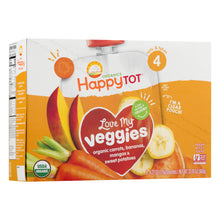 (8 Pouches) Happy Tot Love My Veggies Organics Carrots, Bananas, Mangos & Sweet Potatoes Veggie & Fruit Blend, 4.22 Oz.