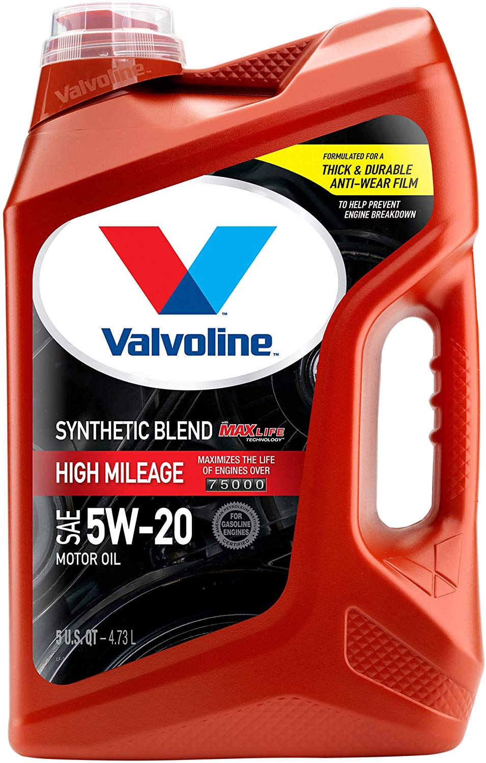 Valvoline High Mileage with MaxLife Technology SAE 5W-20 Synthetic Blend Motor Oil 5 QT