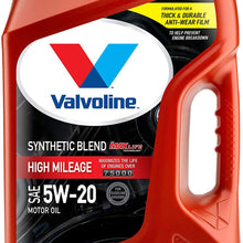 Valvoline High Mileage with MaxLife Technology SAE 5W-20 Synthetic Blend Motor Oil 5 QT, Case of 3