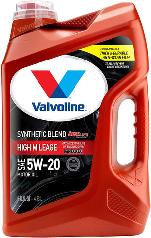 Valvoline High Mileage with MaxLife Technology SAE 5W-20 Synthetic Blend Motor Oil 5 QT