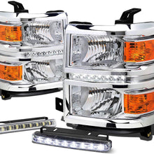 For Chevy Silverado GMT K2XX Chrome Housing Amber Corner LED Headlight+DRL 8 LED Fog Light