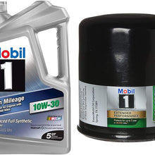 Mobil 1 10W-30 High Mileage Full Synthetic Motor Oil, 5-Quart, Single Bundle M1-103A Extended Performance Oil Filter