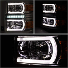 For Chevy Silverado 1500 Pair LED DRL+U Tube Bar Projector Headlight/Lamp Chrome/Amber