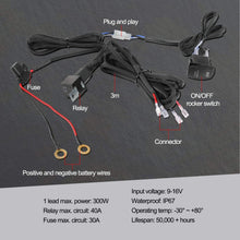 Auto Power Plus Light Bar Wiring Harness w/ 5 Pin Rocker Switch 300W 12V 30A Fuse Relay Universal Nylon 2 Lead Wiring Harness Kit for Work Light Off Road Driving Fog Lights for Boat Trucks ATV UTV