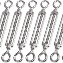 X AUTOHAUX 8pcs M6 Car 304 Stainless Steel Eye and Eye Turnbuckle Wire Rope Tension Replacement Silver Tone