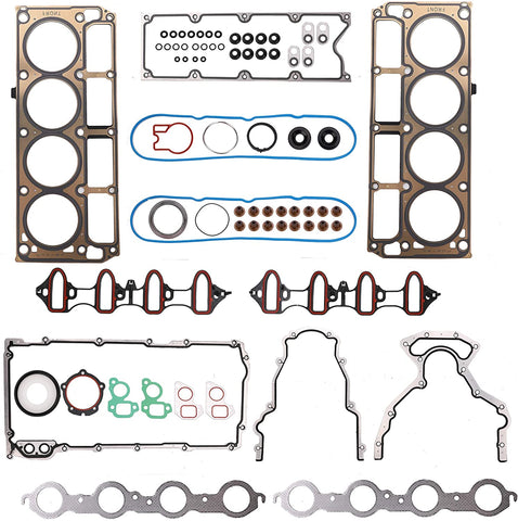 Full Cylinder Gasket Set - Compatible with 4.8L 5.3L 6.0L Chevy Silverado, Suburban, Tahoe, Express, GMC Sierra, Yukon, Cadillac Escalade - Head Gaskets Sets & Lower Conversion Gaskets Sets