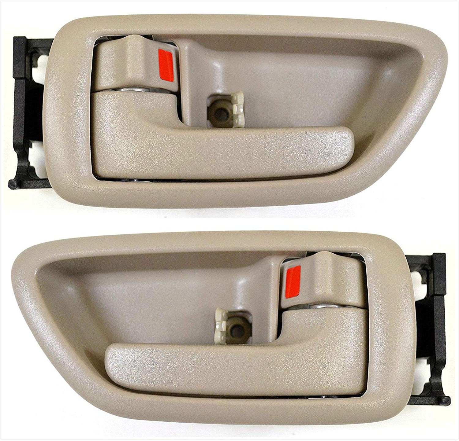 Eynpire 8076 Interior Inside Left Driver Side & Right Passenger Side Pair Set Door Handle Beige For 2001-2007 Toyota Sequoia; 2004-2006 Toyota Tundra - Crew Cab ONLY