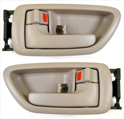 Eynpire 8076 Interior Inside Left Driver Side & Right Passenger Side Pair Set Door Handle Beige For 2001-2007 Toyota Sequoia; 2004-2006 Toyota Tundra - Crew Cab ONLY